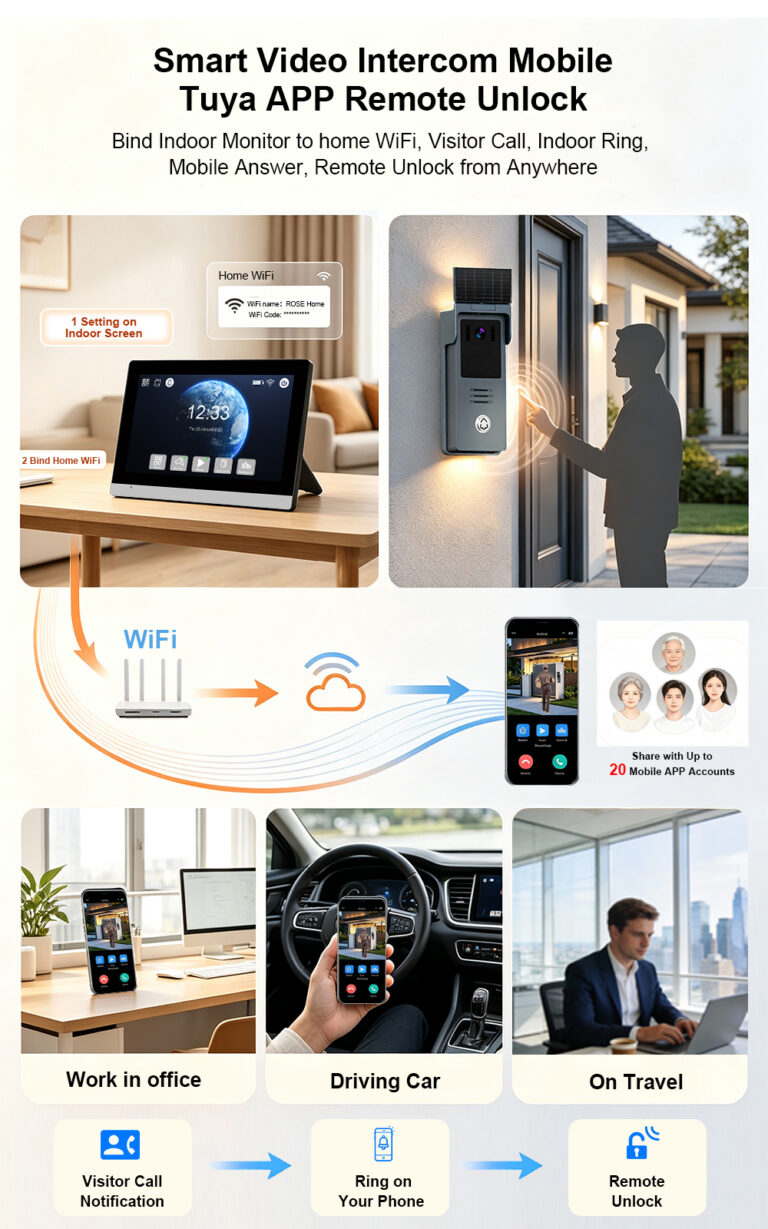 FARHD 7 Inch Wireless Solar Video Intercom Villa Kit – No Wiring, No Hassle, Just Smart Security