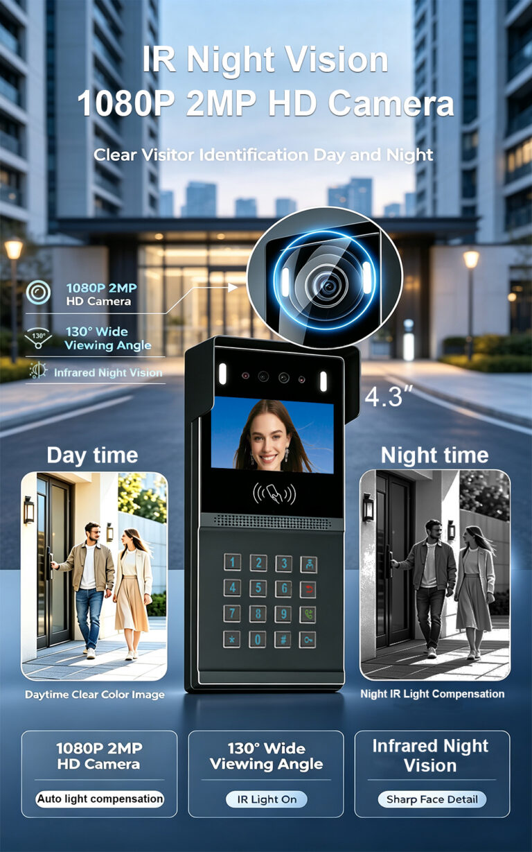 Face ID, Card and Personal Password Registration in 2-Wire Apartment Outdoor Station